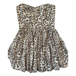 GREYLIN ANTHROPOLOGIE ANIMAL PRINT 100% SILK DRESS SZ M‎ GRAY/TAN Corset Sheath